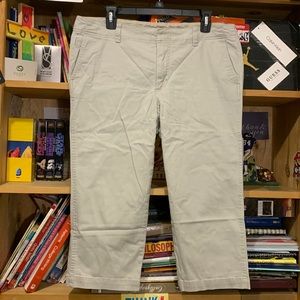 GAP-woman’s beige short chino/khakis. tag says 14, but they are closer to a 12.